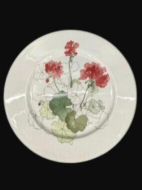 Vintage Block Spal Portugal Watercolor Series Geranium Salad Plate 8"
